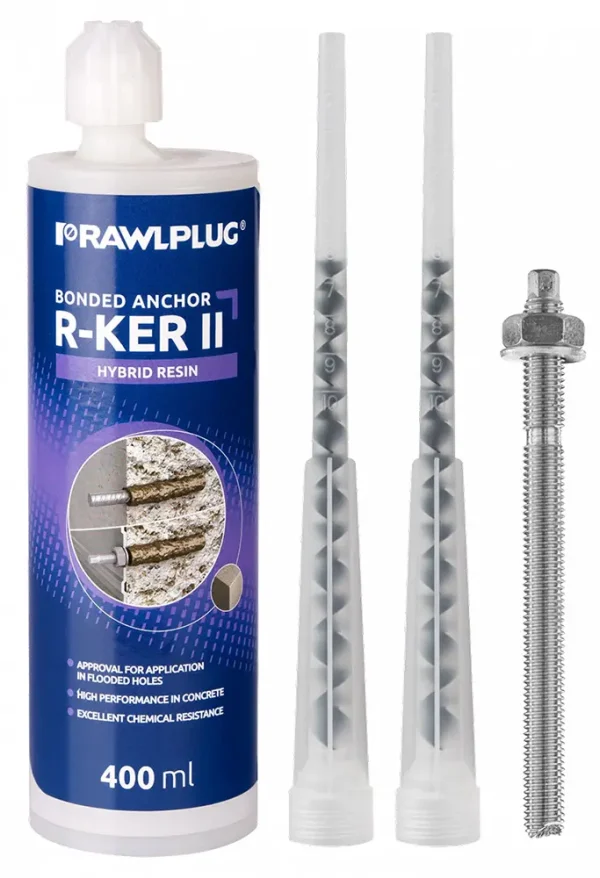 Rawlplug R-KER-II Hybrid Resin 400ml with Threaded Rods in Concrete (10 Per Box)